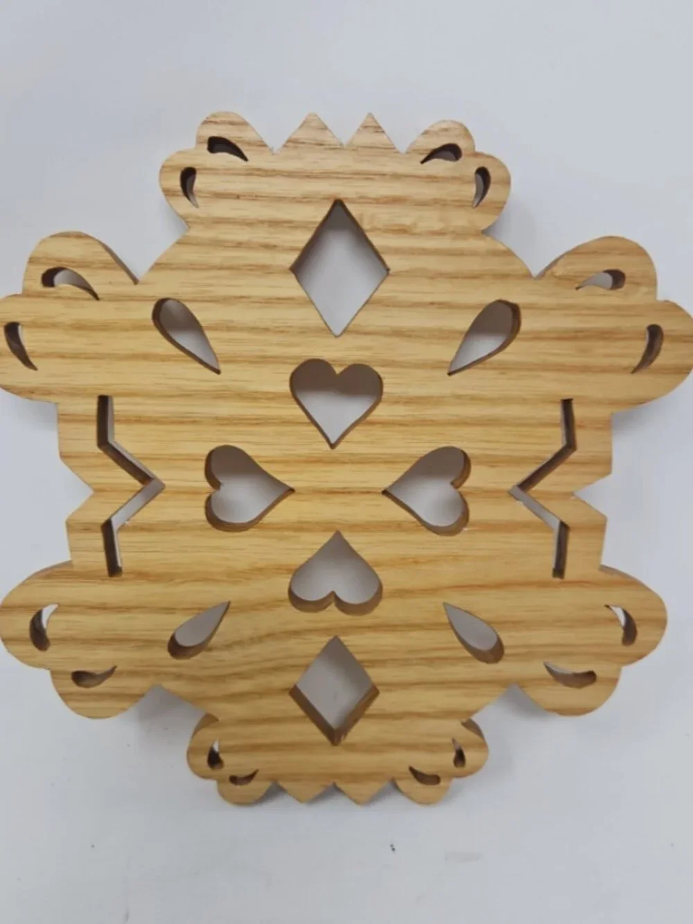 Vintage 1980s Fret Heart Cut Out Wood Trivet Hot Plate Grannycore Cottagecore